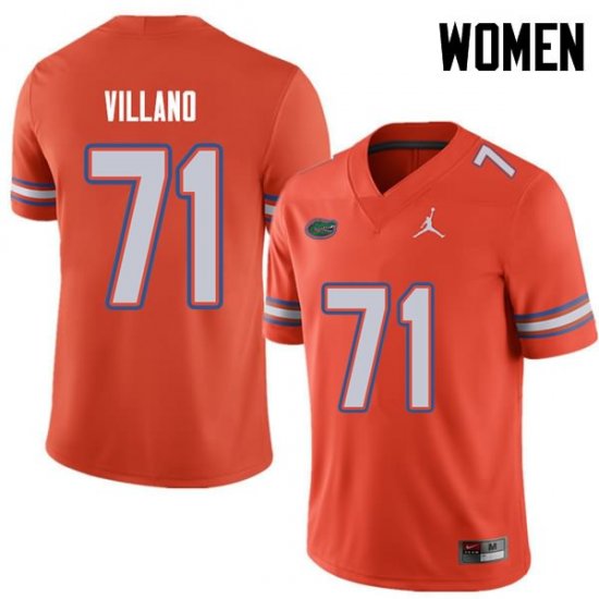 Women's Florida Gators #71 Nick Villano NCAA Jordan Brand Orange Authentic Stitched College Football Jersey INQ8662WS